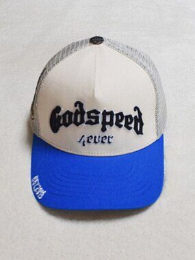 Godspeed Trucker Hat - Cream Crown with Blue Bill